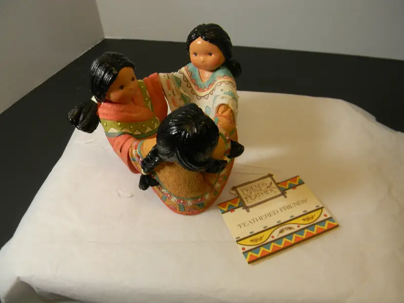 Friends of the Feather #115711 "Feathered Friends" Indian Girls Dancing Figurine 1994 Enesco Corp.