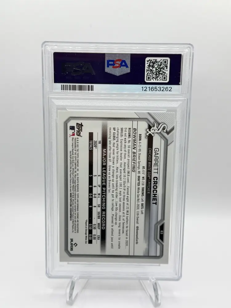 2021 Bowman Chrome Sapphire Edition GARRETT CROCHET #63 Aqua  /99 PSA 10 Red Sox