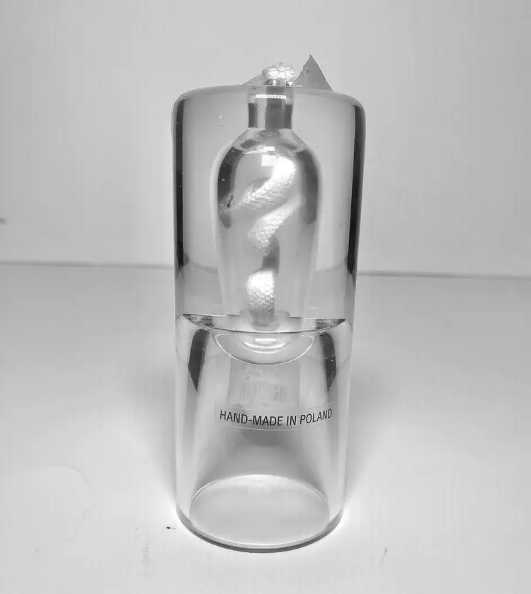 *NEW* Handmade In Poland Clear Glass Oil Lamp/Bud Vase 4.75"