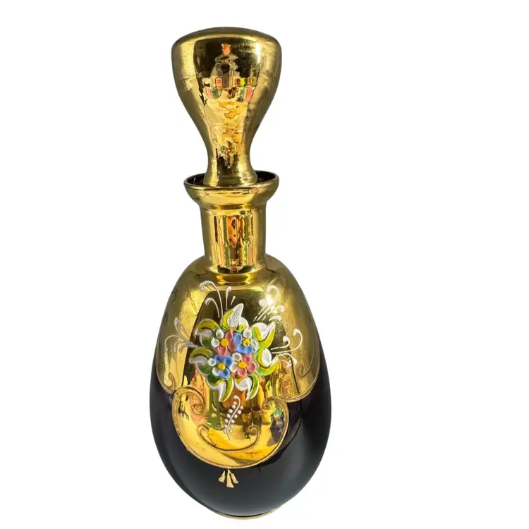 Vintage Bohemian Amethyst & Gold Decanter Set