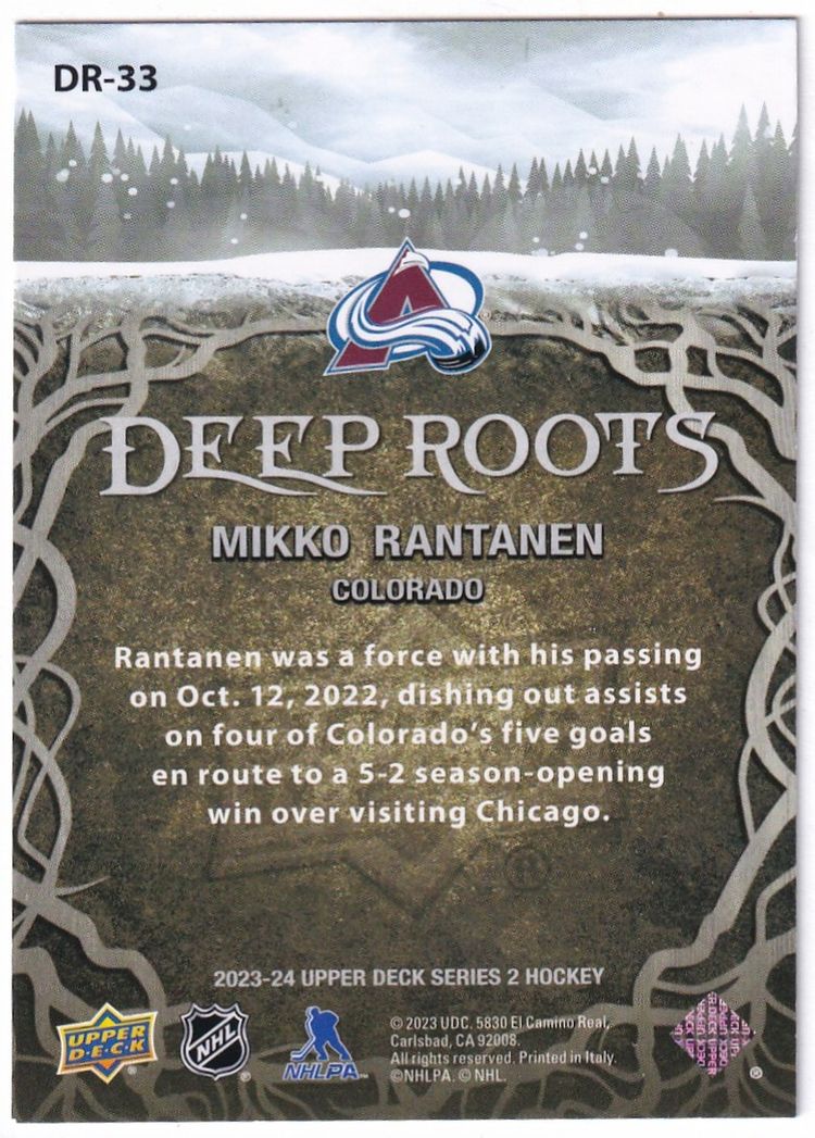 2023-24 Upper Deck Deep Roots #DR33 Mikko Rantanen Colorado Avalanche Hockey Card