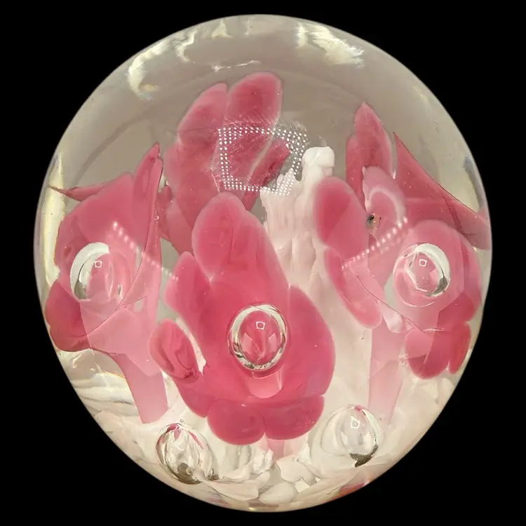St. Clair Trumpet Flower Glass Paperweight 4”