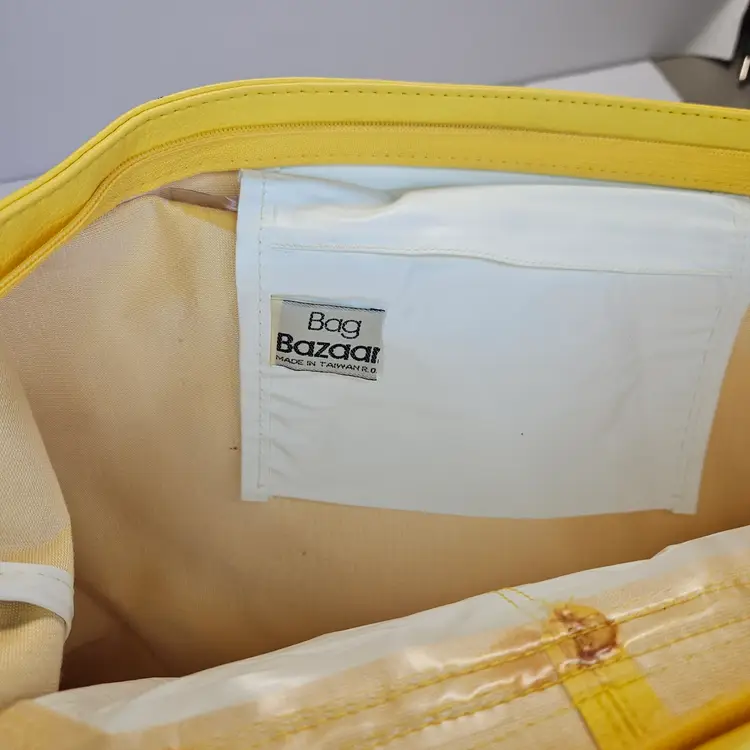 Vintage Bag Bazaar Yellow Vinyl Handbag Vintage Tote Purse