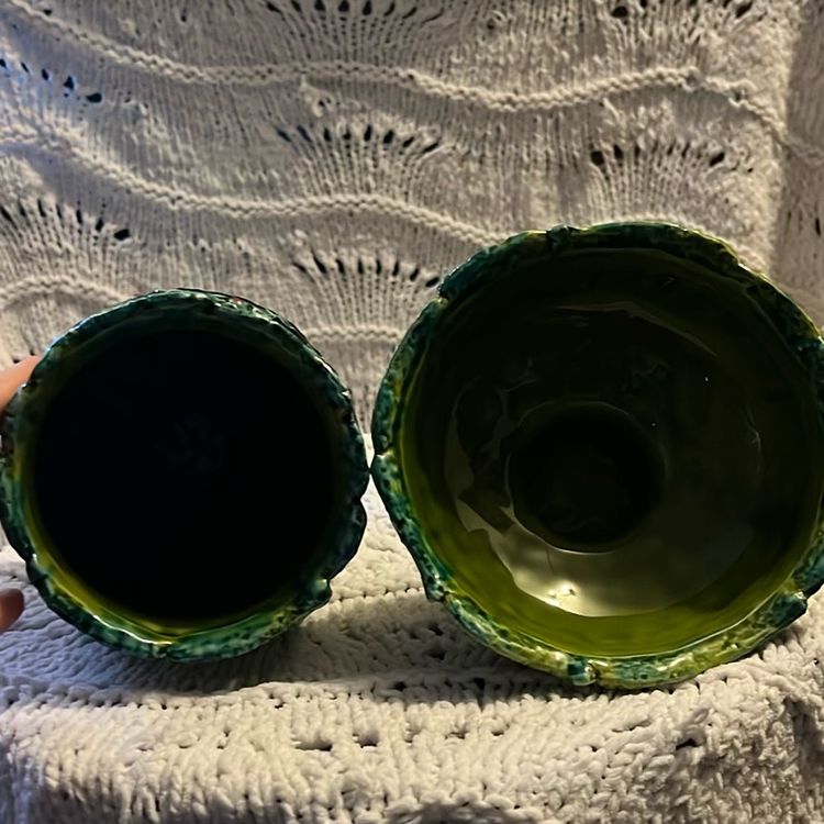 VINTAGE NAPCOWARE CERAMIC CHRISTMAS HOLLY BERRIES CANDLE HOLDER X-7275 AND PLANTER C-7273