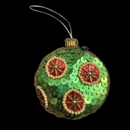 Christmas Ornament Shaped Coin Purse Sequined And Beaded.