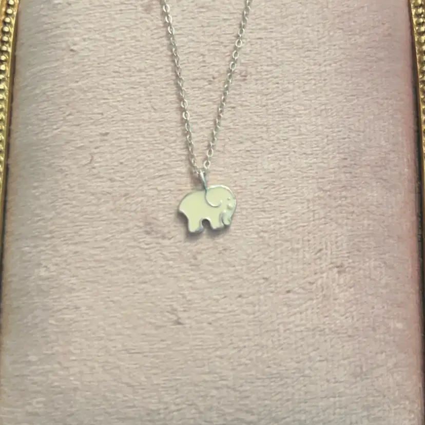 Dainty Enamel Elephant Necklace