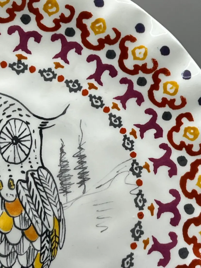 Anthropologie Owl Plate Tula Earthenware Forest Fable
