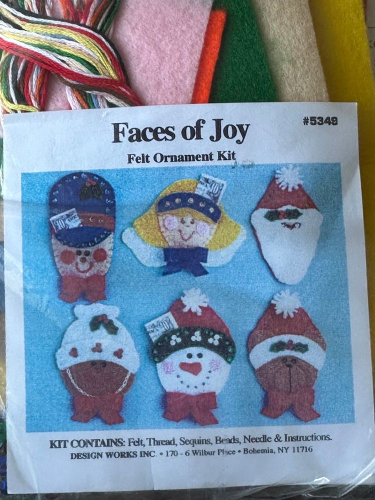 Design Works Jewel Felt FACES OF JOY  Ornaments New