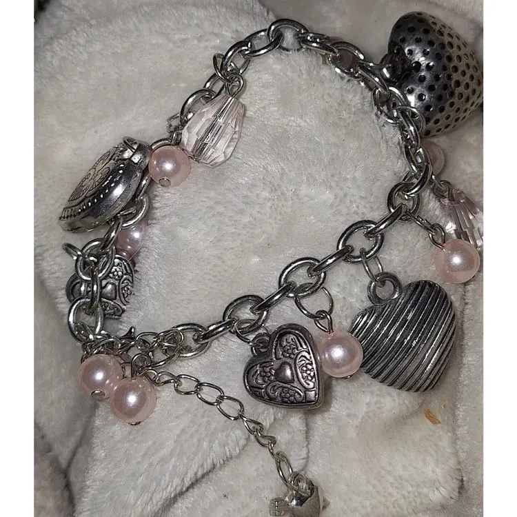 Silver-tone Heart Charm Bracelet