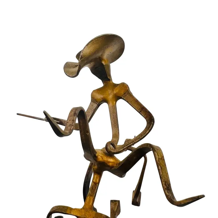 Cowboy Bull Rider Figurine Brutalist Metal Nail Metal Art