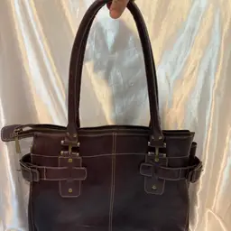 Giovanna Luigi Brown Brass hardware work shoulder bag