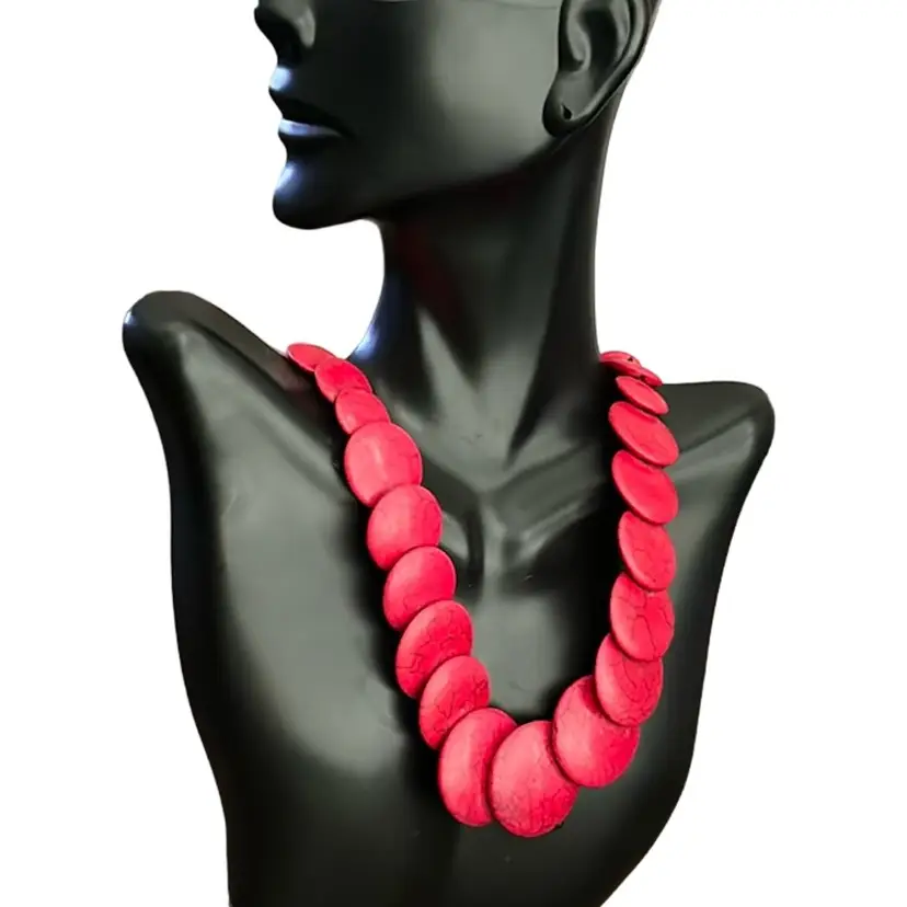 Red Coral Howlite Semi-Precious Stone Necklace