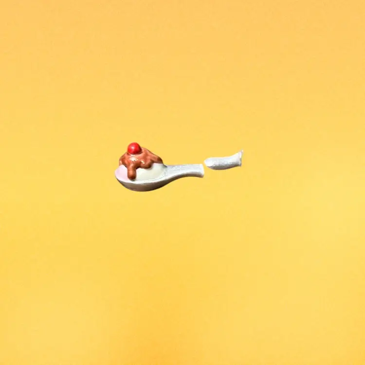 01. Vintage Sundae Delight with Spoon With Ice cream Trinket Porcelain Hinged Box.