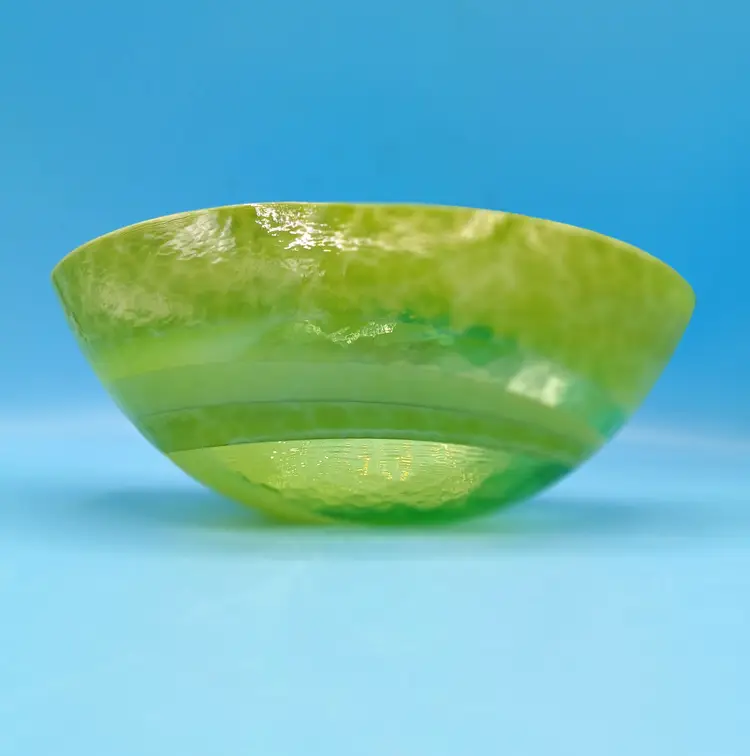 Crate & Barrel Lime Green Glass Bowl by Yalos Murano