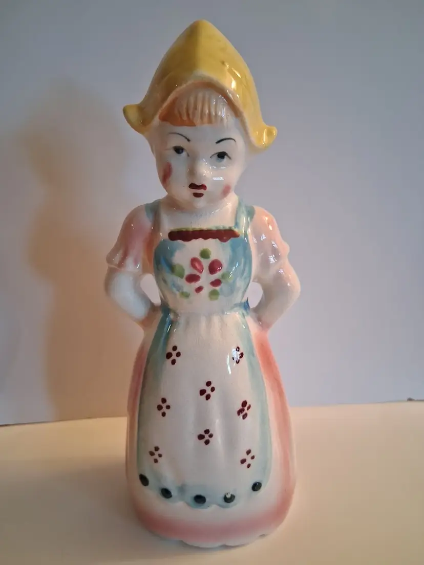 Vintage Ceramic Dutch Girl Large Shaker/Laundry Sprinkler, Japan