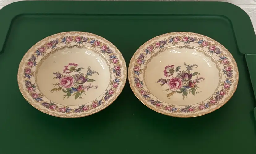 Rosenthal Vienna CONTINENTAL rimmed soup bowls 8 1/8” diameter floral gold trim