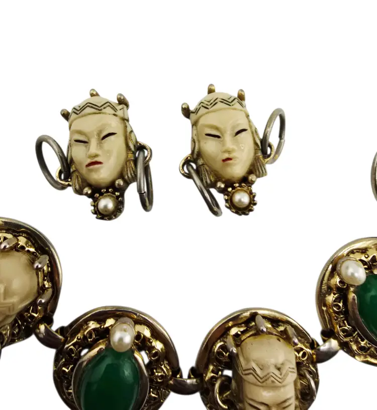 Vintage Asian Princess Bracelet Set Attributed To Selro (A9007)