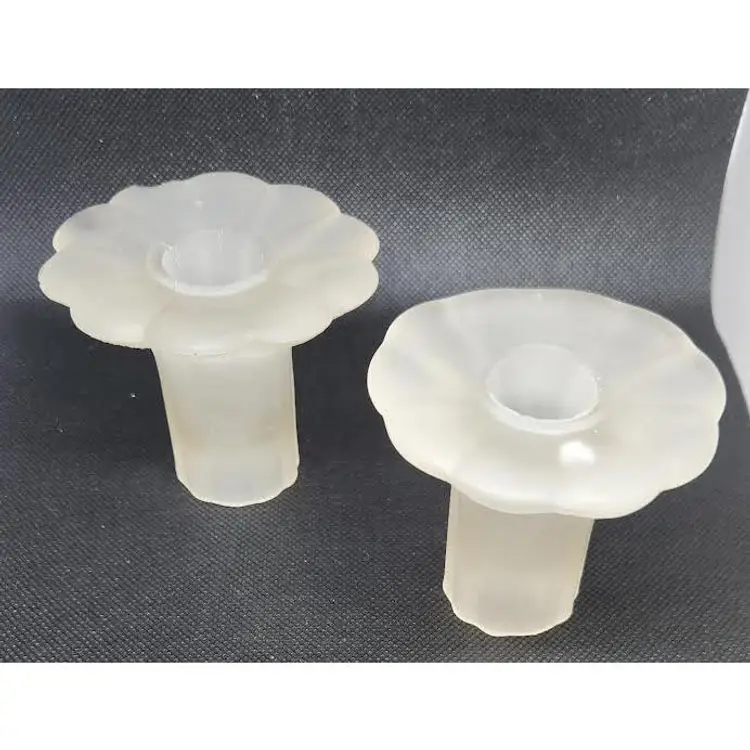 SET OF 2 FROSTED GLASS VINTAGE CANDLE HOLDER