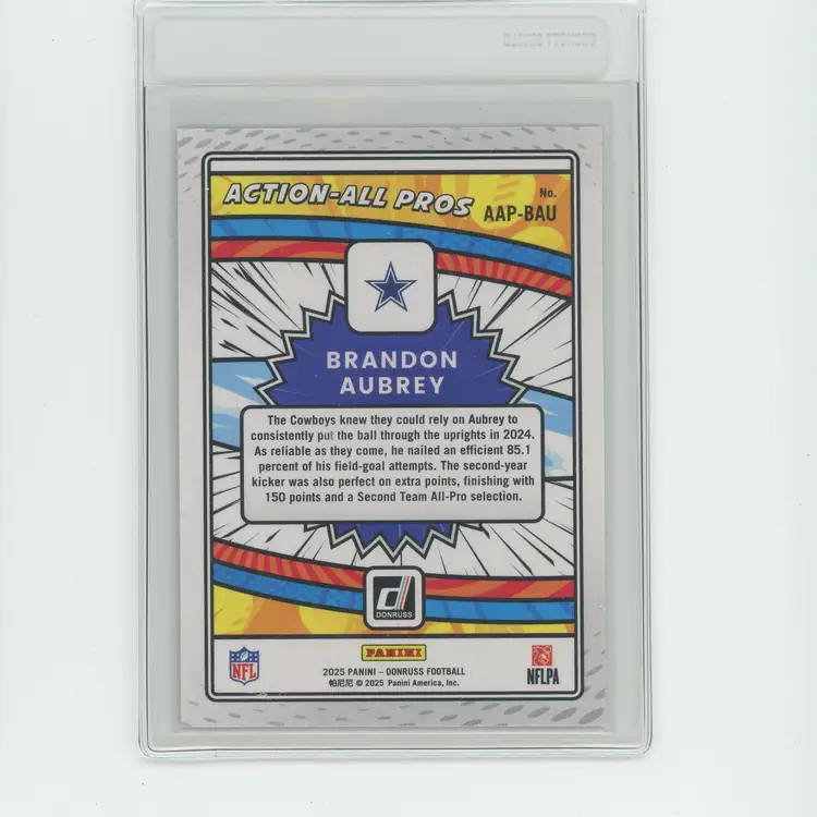 Football Have one to sell? Sell one like this Sell something else  Share 2025 Panini Donruss Brandon Aubrey Action All-Pros #AAP-BAU - Dallas Cowboys