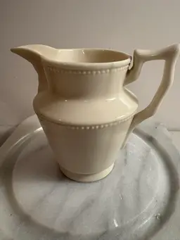 Vintage Porcelain Creamer or Syrup Pitcher Hemstitch Pattern - I. Godinger & Co.