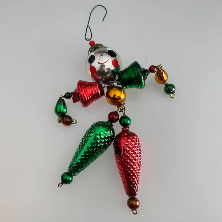 Christopher Radko Wiggle Man Czech Glass Clown Christmas Ornament Vintage 4"