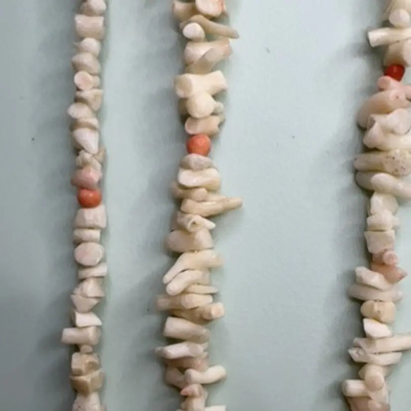 Natural White & Pink Coral Necklace 52”