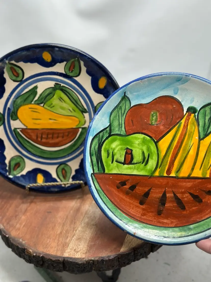Talavera Mexico Pottery Onofre Hand Painted Plate Set Of 2