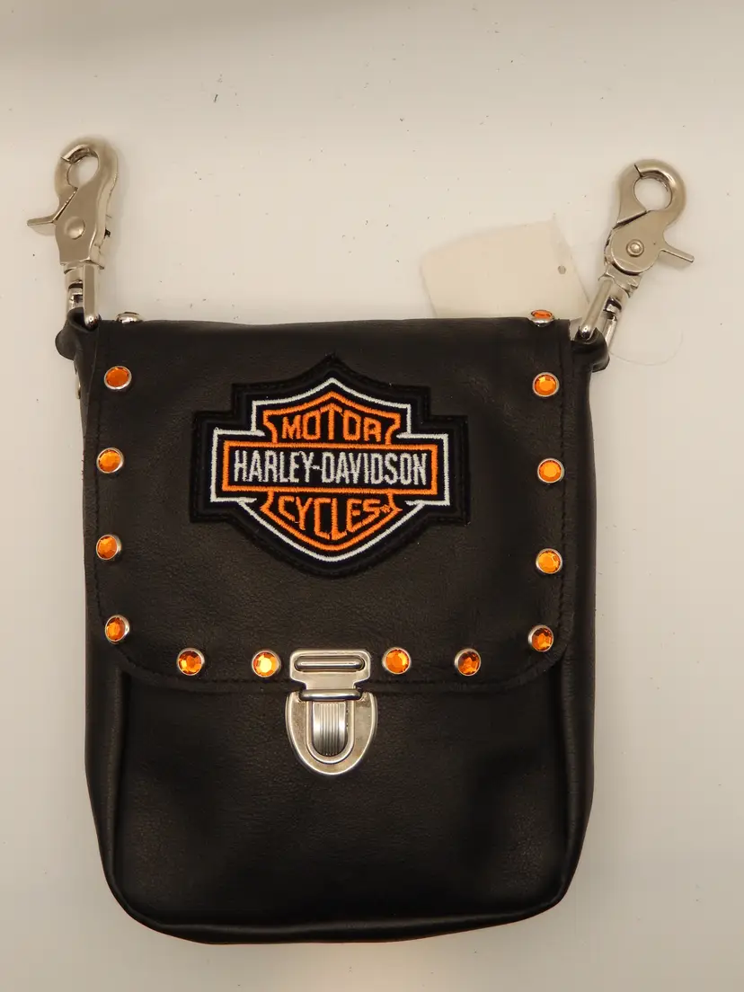 Black Leather Hip Purse / Bag