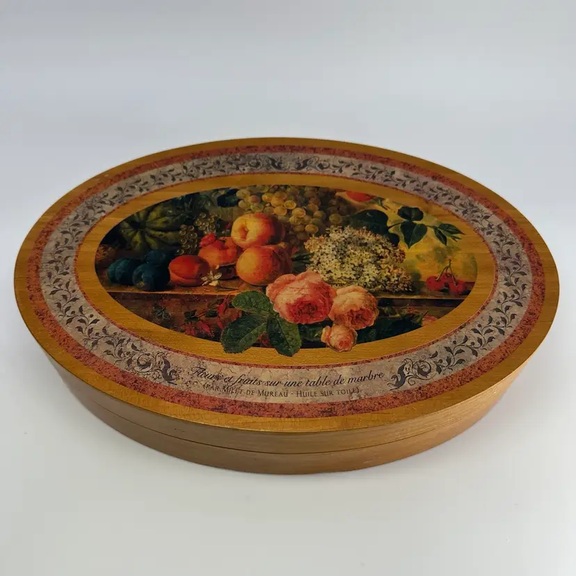 Old Still life Painting Lidded Box