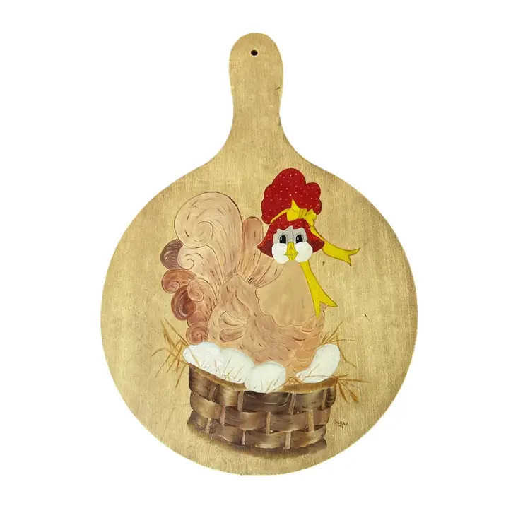 Large Wooden Hand Painted Chicken Wall Hanging Paddle