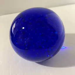 Cobalt Glass Paperweight w/Bubbles