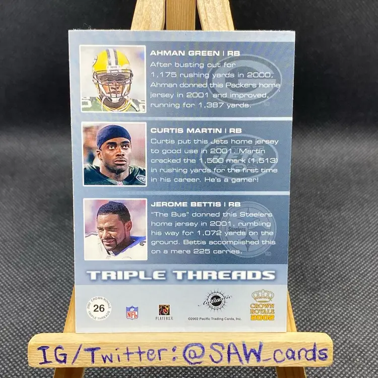 Ahman Green Curtis Martin Jerome Bettis 2002 Crown Royale Triple Threads