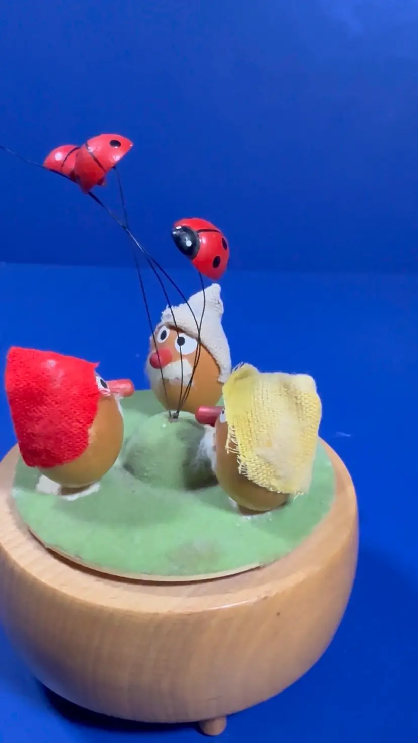 Vintage Schmid Japan Whimsical Music Box – “It’s a Small World” – Spinning Figures