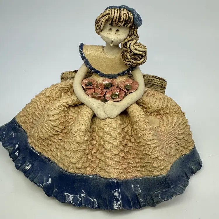 Spaghetti Hair Girl Clay Figurine