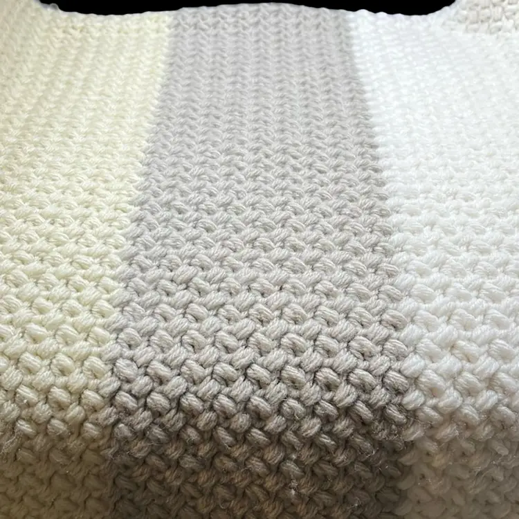 Hand Knit Crochet Throw Light Cream Colors 53”