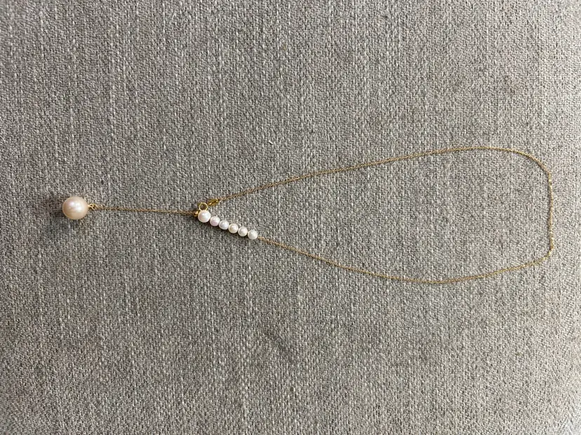 Lariat Freshwater Pearl Necklace Gold