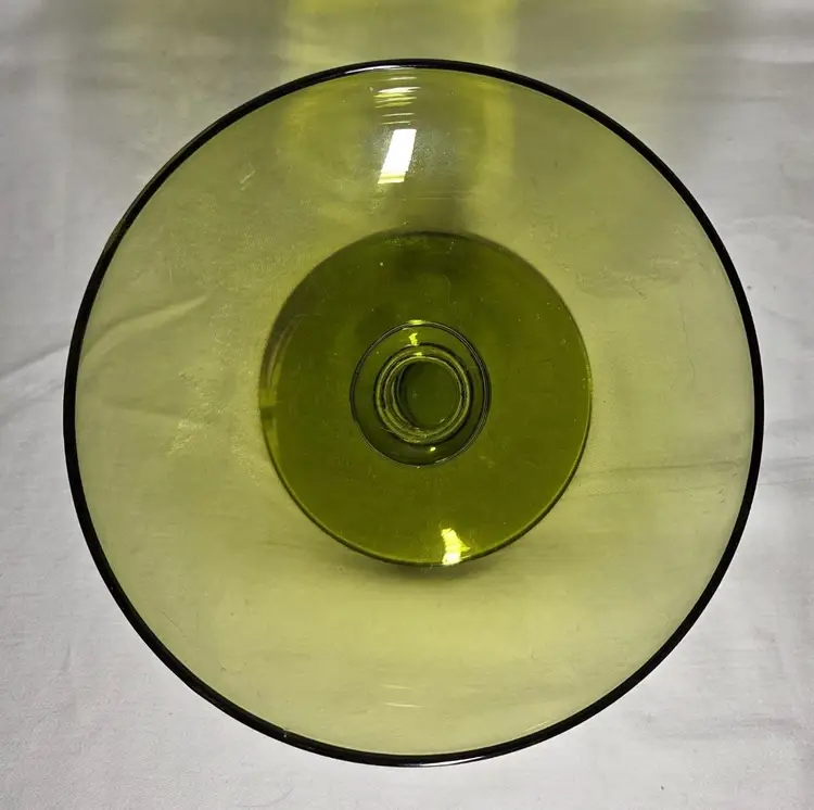 Vintage Indiana Glass Green Pedestal Candy Dish.