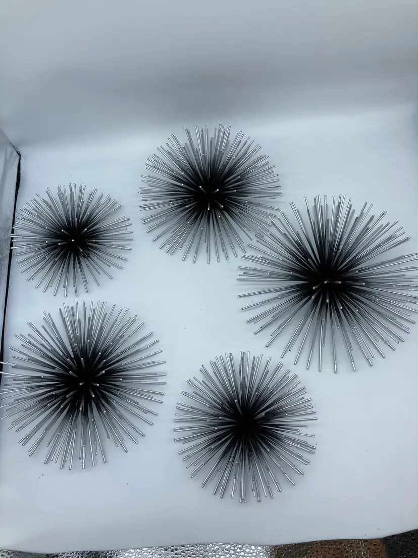 MCM Style Atomic Starburst Metal Wall Hanging Decor Retro 10.5” Silver Tone