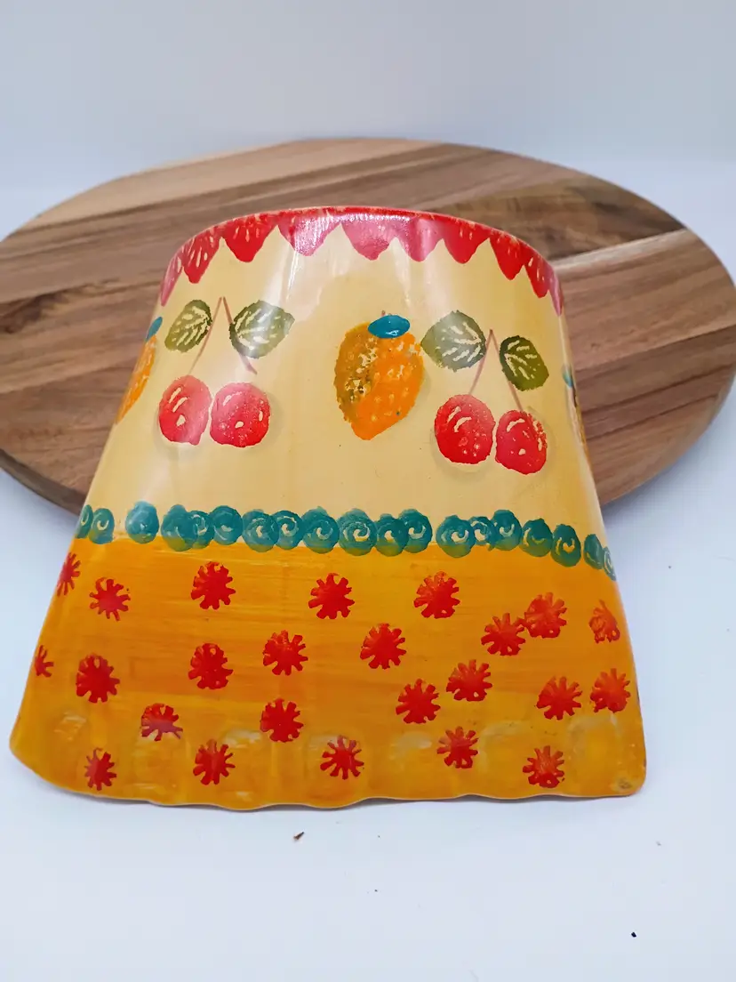 Italica ARS Wall Pocket Cherries & Lemons  Art Pottery Italy Hand Painted.