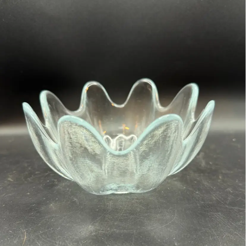 Blenko Eight Petal Ice Blue Glass Bowl