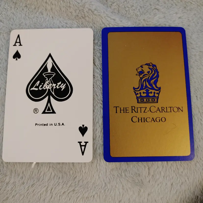1 Single Swap Card - Playing Card. The Ritz-Carlton Chicago. Ace of Spades. Dimension 2.5 x 3.5. Read description.