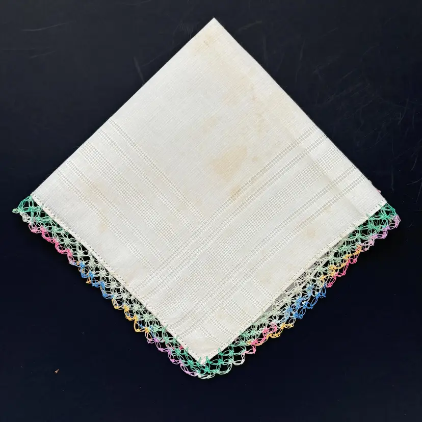 Linen Drawnwork Bridesmaid Wedding Handkerchief Cottage Core Granny Vintage READ