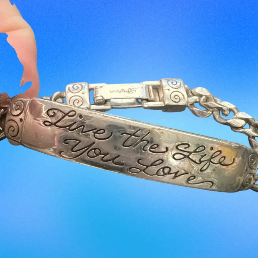 Brighton “live The Life You Love” Silver Plated Link ID-style Bracelet 6”