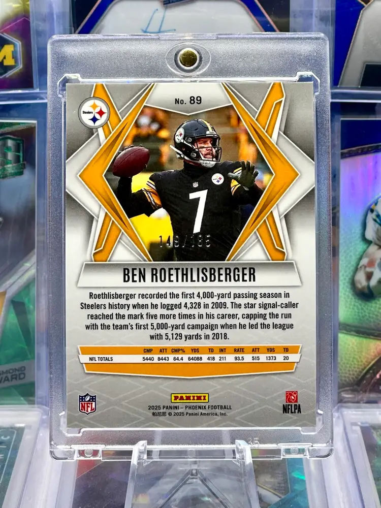 Ben Roethlisberger 2025 Phoenix COLOR MATCH Yellow Mosaic Prizm /185 SP Pittsburgh Steelers