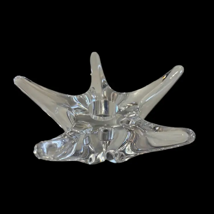 *Rare Find* Daum France Crystal Stars/Candle Holder (vintage 1970s) ~ Signed