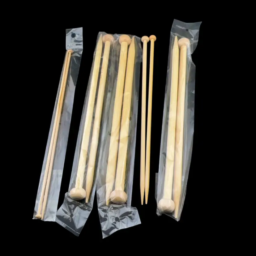 Wooden Knitting Needles Set of 6/ 4 in package 9.5"