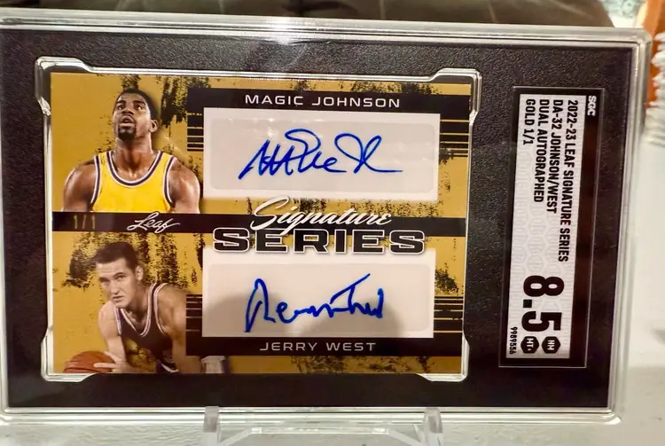Magic Johnson Jerry West Dual Auto 1/1 Gold - SGC - Lakers