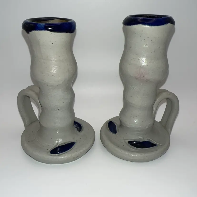 Studio Pottery Williamsburg Virginia Salt Glaze Candle Holders