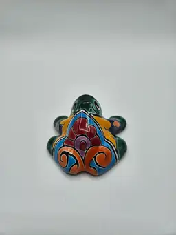 Colorful Talavera Frog Figurine, Mexico
