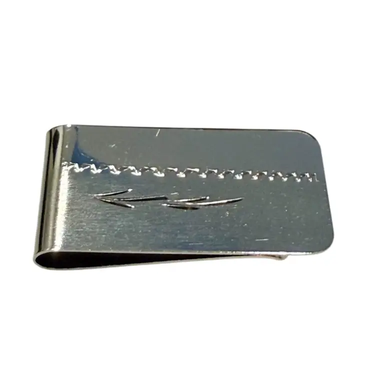 Vintage MCM Brushed & Bright SilverTone Money Clip 2”